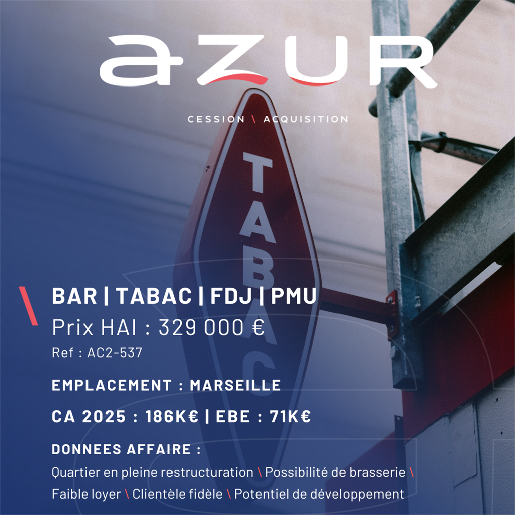 Fonds de commerce à vendre - Marseille (13000) - 329 000 €