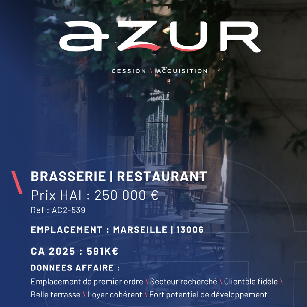 VENTE Restaurant Marseille 13006