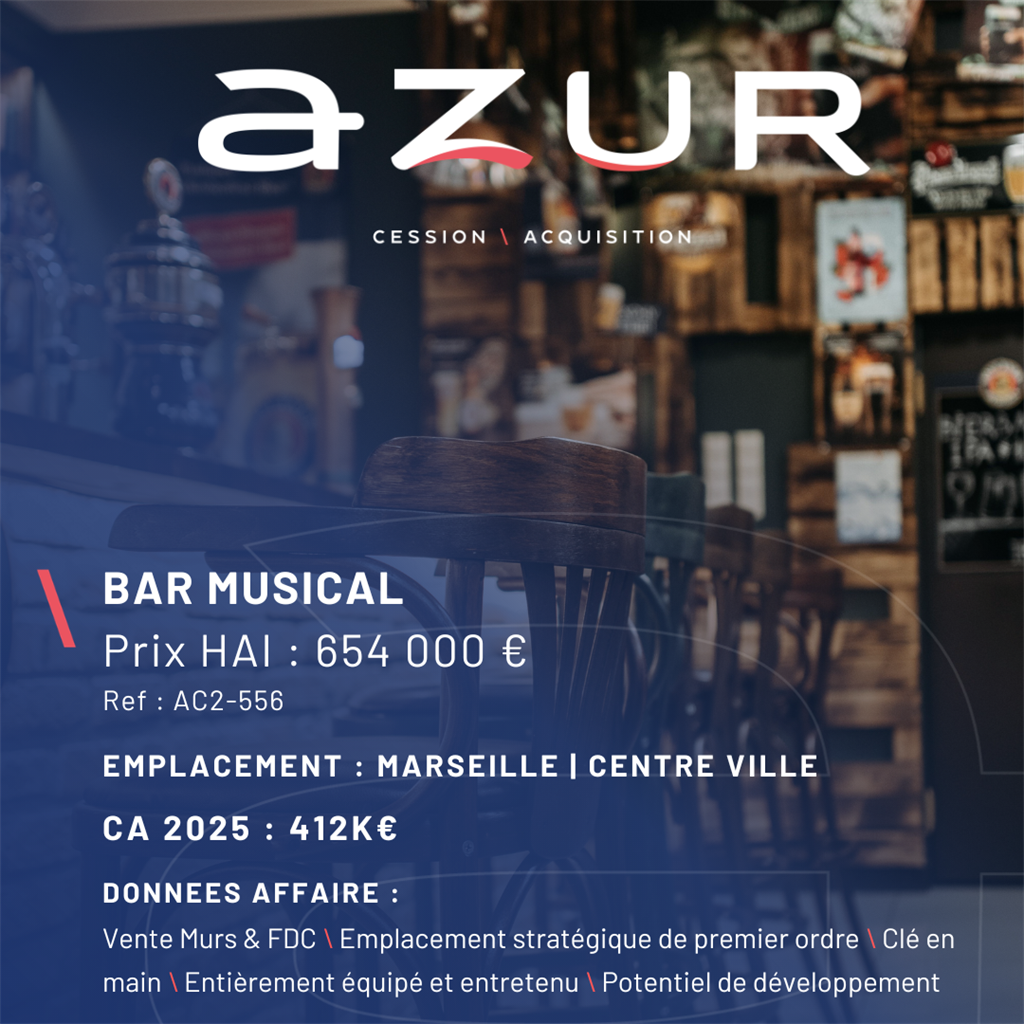 VENTE Murs & FDC Bar Musical à Marseille
