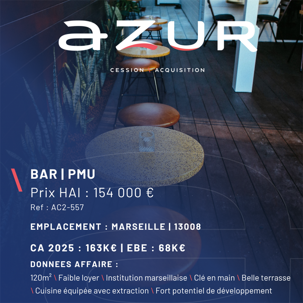 VENTE Bar PMU  - Marseille 8ᵉ