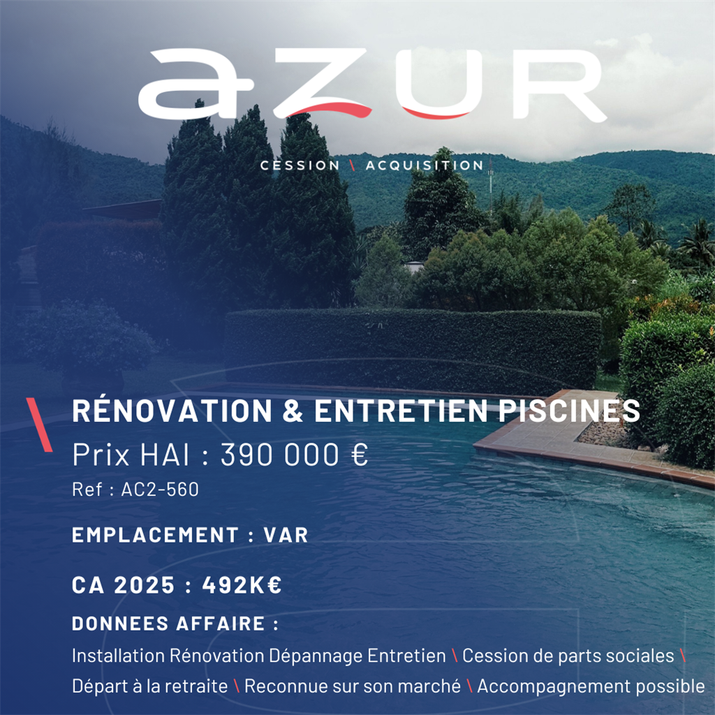 VENTE Ste entretien / rénovation de piscines Var
