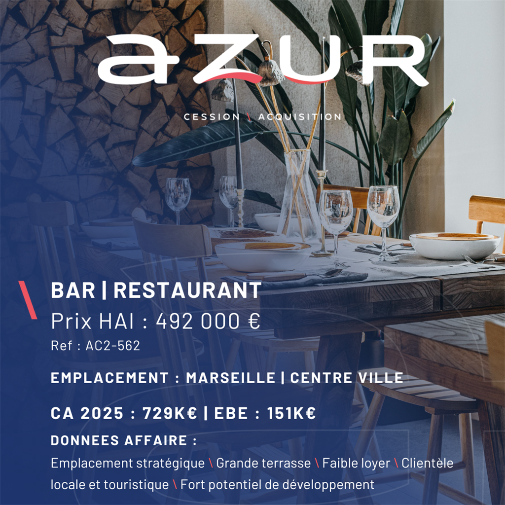 VENTE Restaurant avec grande terrasse / Emplacement n°1 Marseille